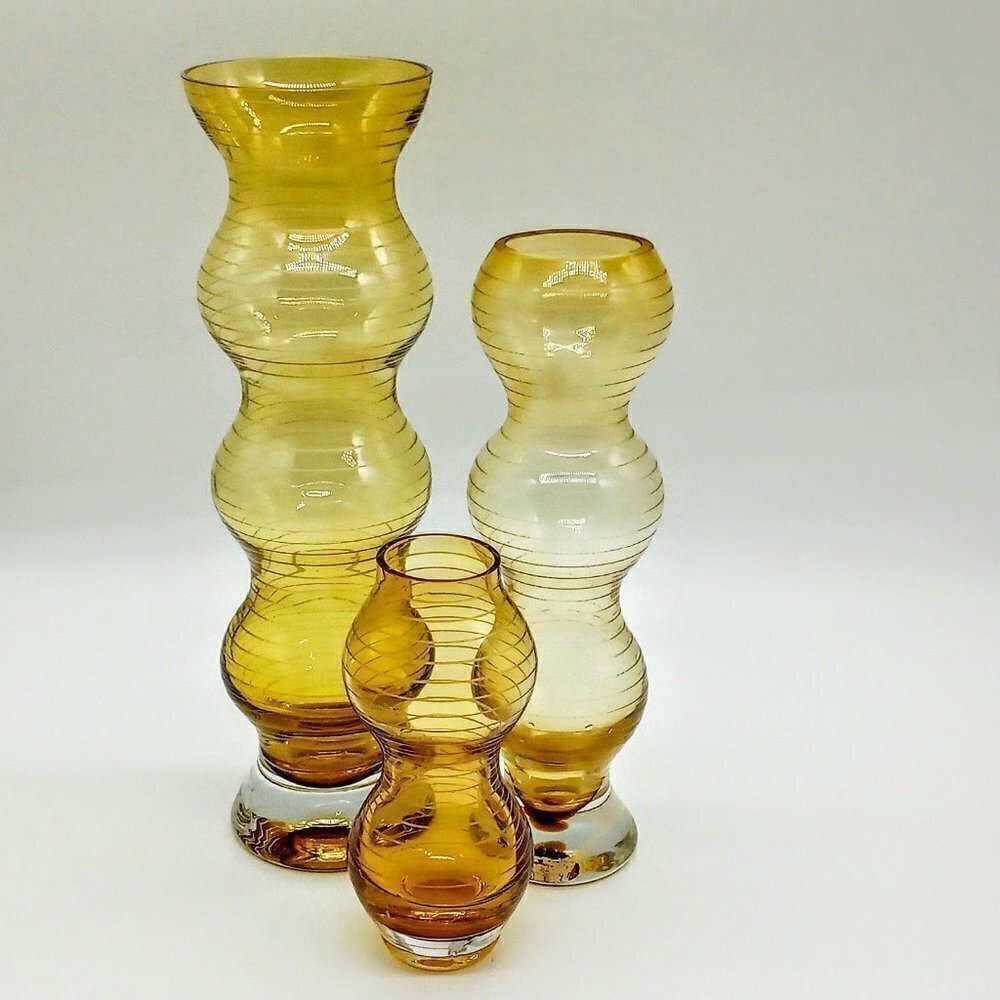 Studio Nova Amber Ribbon Bubble Glass Vase Collection NWT